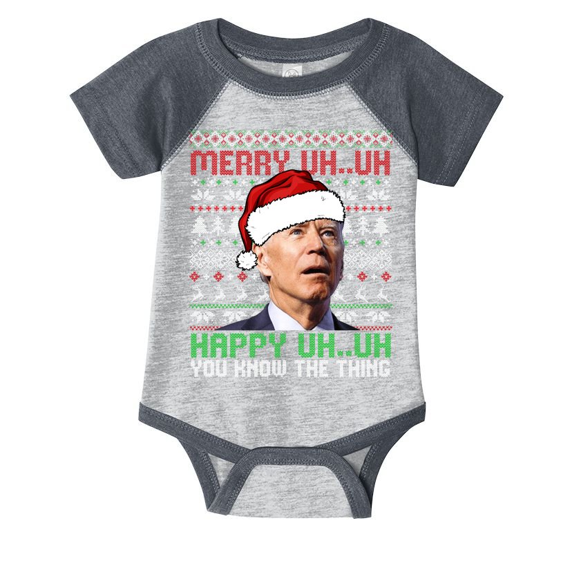 Santa Joe Biden Merry Uh Uh Christmas Ugly Sweater Sweatshirt Infant Baby Jersey Bodysuit