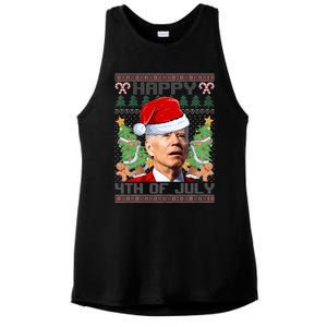 Santa Joe Biden Happy 4th Of July Ugly Christmas Sweaters  Ladies PosiCharge Tri-Blend Wicking Tank