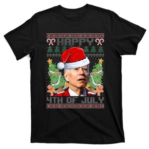 Santa Joe Biden Happy 4th Of July Ugly Christmas Sweaters  T-Shirt