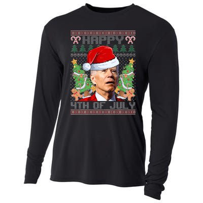 Santa Joe Biden Happy 4th Of July Ugly Christmas Sweaters  Cooling Performance Long Sleeve Crew