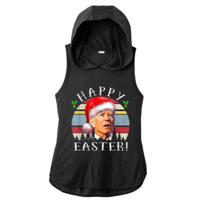 Santa Joe Biden Happy Easter Ugly Christmas Ladies PosiCharge Tri-Blend Wicking Draft Hoodie Tank