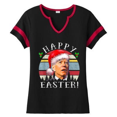 Santa Joe Biden Happy Easter Ugly Christmas Ladies Halftime Notch Neck Tee