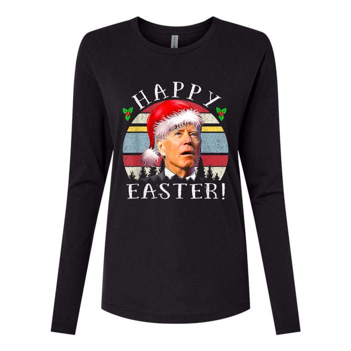 Santa Joe Biden Happy Easter Ugly Christmas Womens Cotton Relaxed Long Sleeve T-Shirt