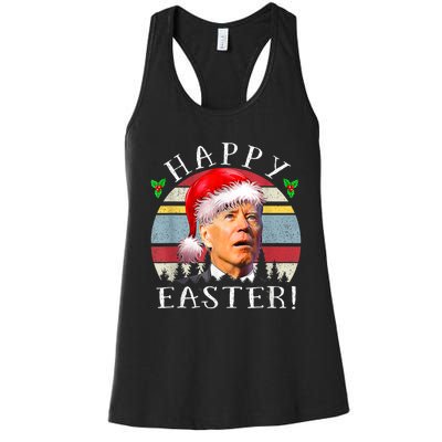 Santa Joe Biden Happy Easter Ugly Christmas Women's Racerback Tank