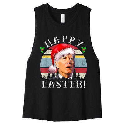 Santa Joe Biden Happy Easter Ugly Christmas Women's Racerback Cropped Tank