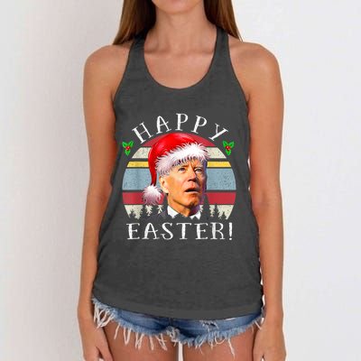 Santa Joe Biden Happy Easter Ugly Christmas Women's Knotted Racerback Tank