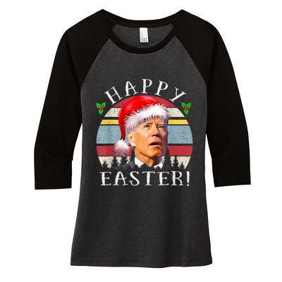 Santa Joe Biden Happy Easter Ugly Christmas Women's Tri-Blend 3/4-Sleeve Raglan Shirt