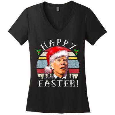 Santa Joe Biden Happy Easter Ugly Christmas Women's V-Neck T-Shirt