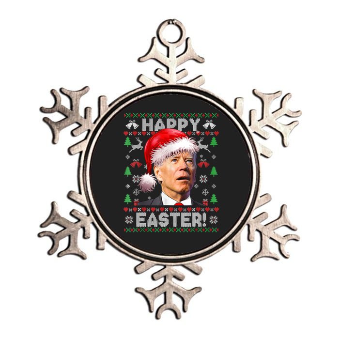 Santa Joe Biden Happy Easter Ugly Christmas Sweater TShirt Metallic Star Ornament