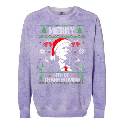 Santa Joe Biden Merry Thanksgiving Ugly Christmas Sweater Sweatshirt Colorblast Crewneck Sweatshirt