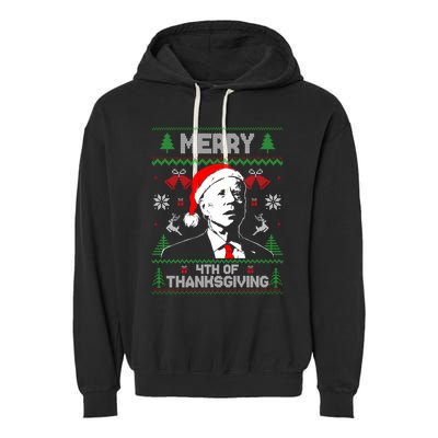 Santa Joe Biden Merry Thanksgiving Ugly Christmas Sweater Sweatshirt Garment-Dyed Fleece Hoodie