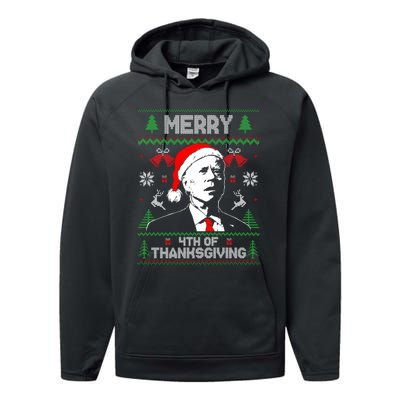 Santa Joe Biden Merry Thanksgiving Ugly Christmas Sweater Sweatshirt Performance Fleece Hoodie