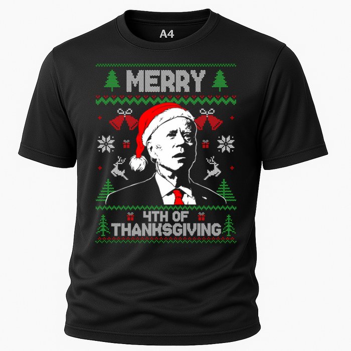 Santa Joe Biden Merry Thanksgiving Ugly Christmas Sweater Sweatshirt Cooling Performance Crew T-Shirt