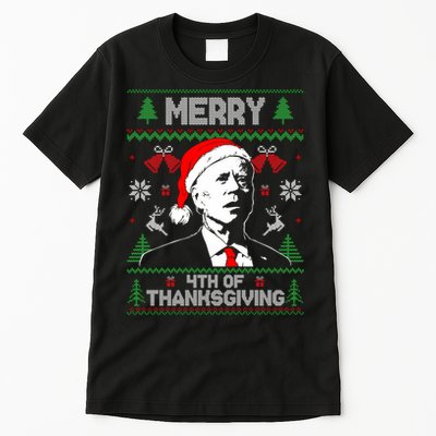 Santa Joe Biden Merry Thanksgiving Ugly Christmas Sweater Sweatshirt Tall T-Shirt