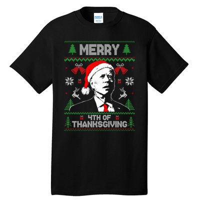 Santa Joe Biden Merry Thanksgiving Ugly Christmas Sweater Sweatshirt Tall T-Shirt