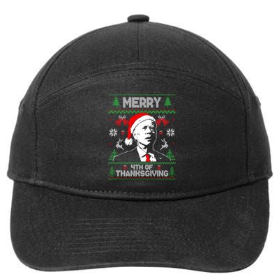 Santa Joe Biden Merry Thanksgiving Ugly Christmas Sweater Sweatshirt 7-Panel Snapback Hat