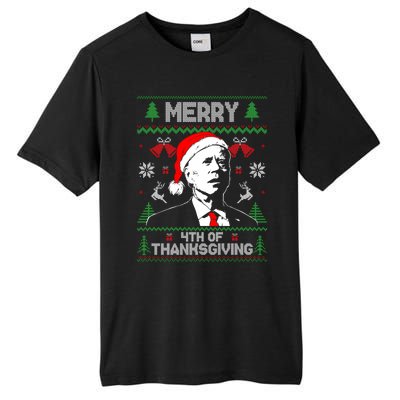 Santa Joe Biden Merry Thanksgiving Ugly Christmas Sweater Sweatshirt Tall Fusion ChromaSoft Performance T-Shirt