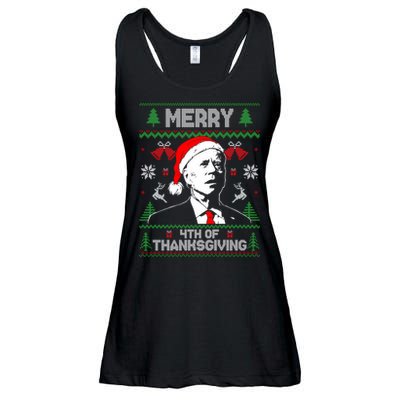 Santa Joe Biden Merry Thanksgiving Ugly Christmas Sweater Sweatshirt Ladies Essential Flowy Tank