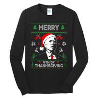 Santa Joe Biden Merry Thanksgiving Ugly Christmas Sweater Sweatshirt Tall Long Sleeve T-Shirt