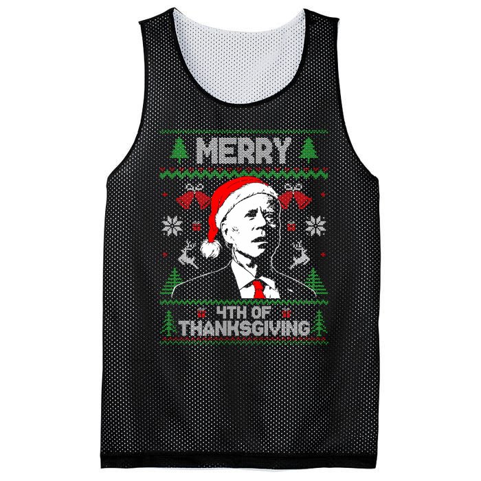 Santa Joe Biden Merry Thanksgiving Ugly Christmas Sweater Sweatshirt Mesh Reversible Basketball Jersey Tank