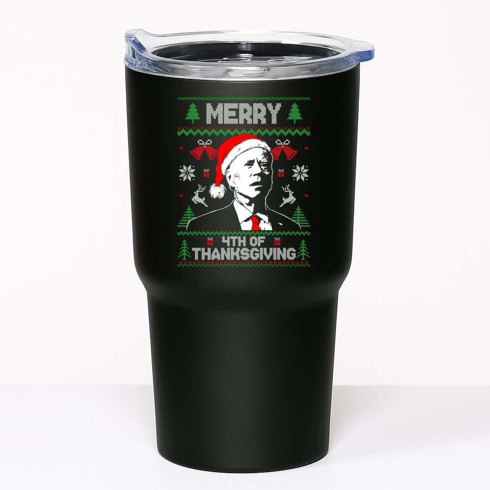 Santa Joe Biden Merry Thanksgiving Ugly Christmas Sweater Sweatshirt Tumbler