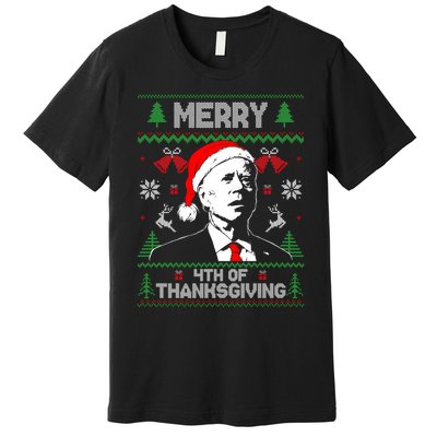 Santa Joe Biden Merry Thanksgiving Ugly Christmas Sweater Sweatshirt Premium T-Shirt