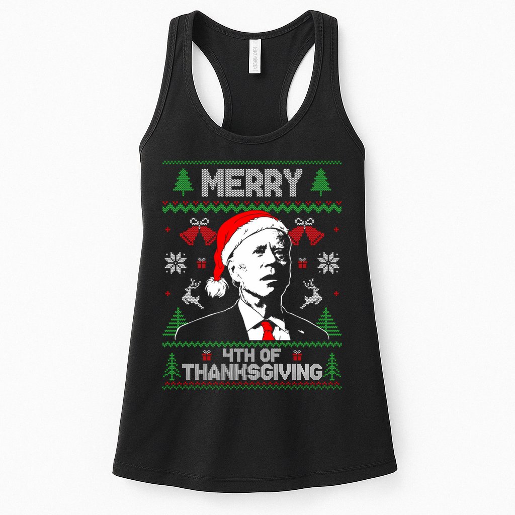Santa Joe Biden Merry Thanksgiving Ugly Christmas Sweater Sweatshirt Womens Tank Top
