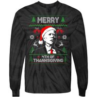 Santa Joe Biden Merry Thanksgiving Ugly Christmas Sweater Sweatshirt Tie-Dye Long Sleeve Shirt