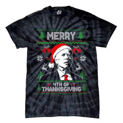 Santa Joe Biden Merry Thanksgiving Ugly Christmas Sweater Sweatshirt Tie-Dye T-Shirt
