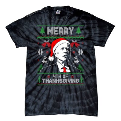 Santa Joe Biden Merry Thanksgiving Ugly Christmas Sweater Sweatshirt Tie-Dye T-Shirt