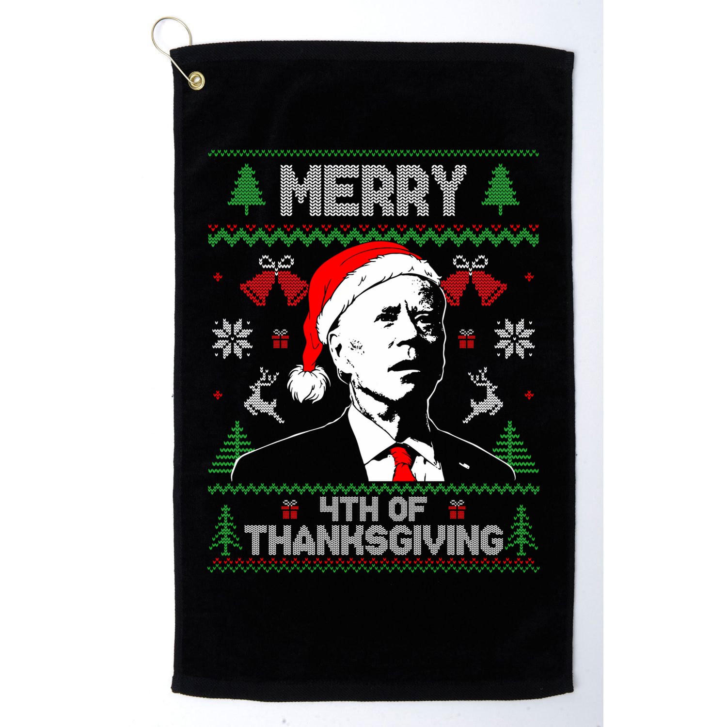 Santa Joe Biden Merry Thanksgiving Ugly Christmas Sweater Sweatshirt Golf Towel