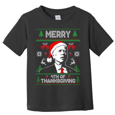 Santa Joe Biden Merry Thanksgiving Ugly Christmas Sweater Sweatshirt Toddler T-Shirt