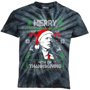 Santa Joe Biden Merry Thanksgiving Ugly Christmas Sweater Sweatshirt Kids Tie-Dye T-Shirt