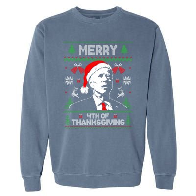 Santa Joe Biden Merry Thanksgiving Ugly Christmas Sweater Sweatshirt Garment-Dyed Sweatshirt