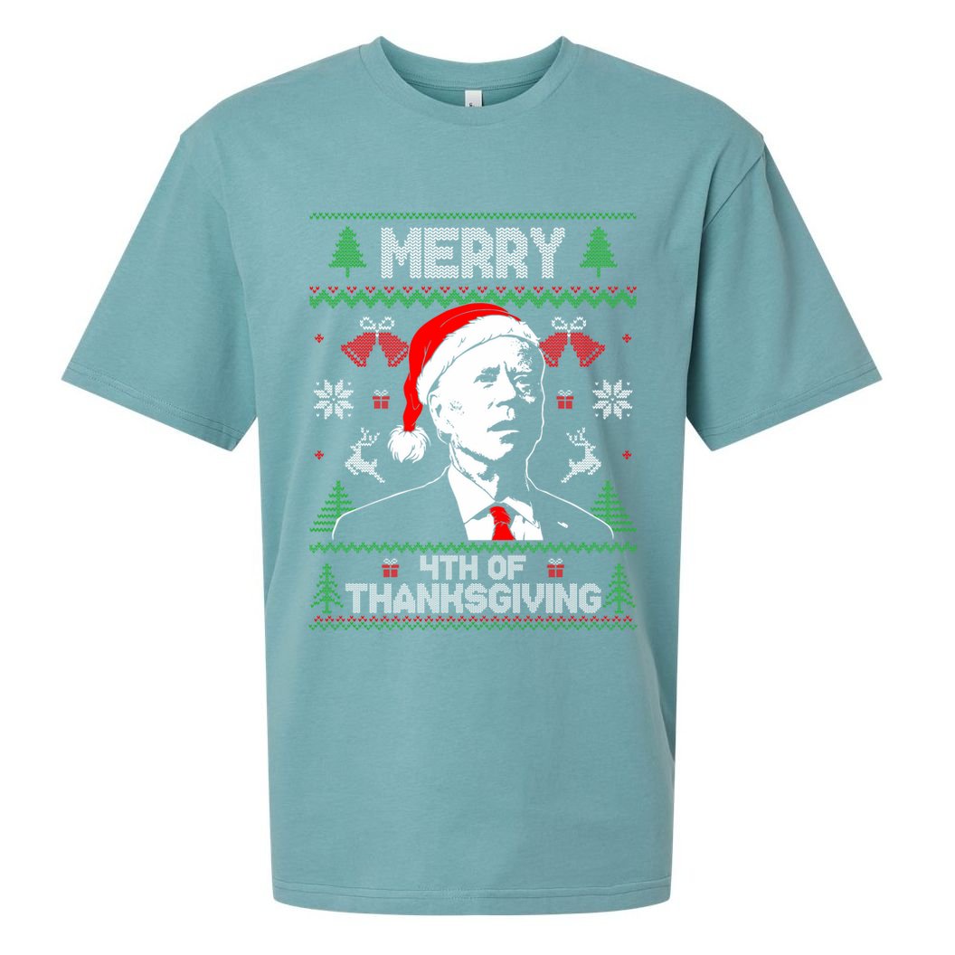 Santa Joe Biden Merry Thanksgiving Ugly Christmas Sweater Sweatshirt Sueded Cloud Jersey T-Shirt