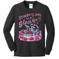 Strawberry Jams But My Dont Funny Raccoon Kids Long Sleeve Shirt