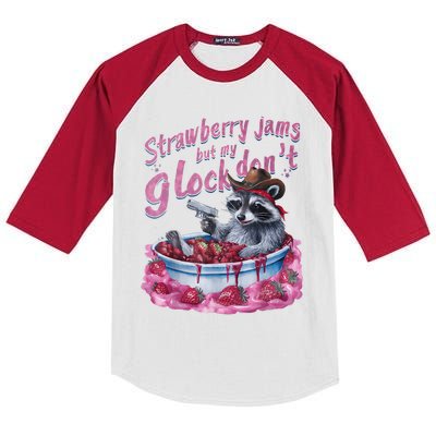 Strawberry Jams But My Dont Funny Raccoon Kids Colorblock Raglan Jersey