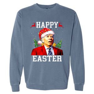 Santa Joe Biden Happy Easter Ugly Christmas Garment-Dyed Sweatshirt