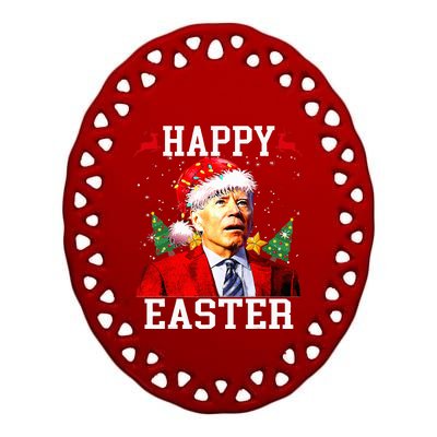 Santa Joe Biden Happy Easter Ugly Christmas Ceramic Oval Ornament