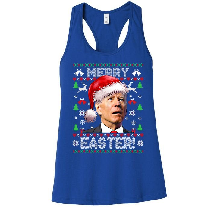 Santa Joe Biden Happy Easter Ugly Christmas Sweater Gift Women's Racerback Tank