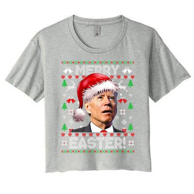 Santa Joe Biden Happy Easter Ugly Christmas Sweater Gift Women's Crop Top Tee