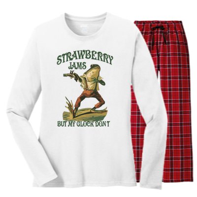 Strawberry Jams But My G.L.O.C.K Dont Women's Long Sleeve Flannel Pajama Set 