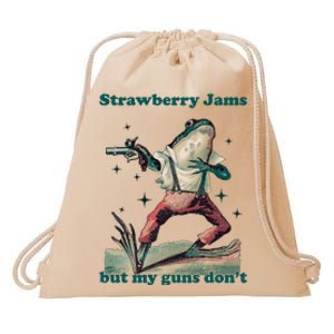 Strawberry Jams But My Guns Dont Funny Frog Drawstring Bag