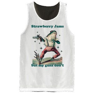 Strawberry Jams But My Guns Dont Funny Frog Mesh Reversible Basketball Jersey Tank