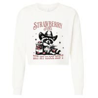 Strawberry Jams But My Gloc DonT Funny Raccoon Cropped Pullover Crew