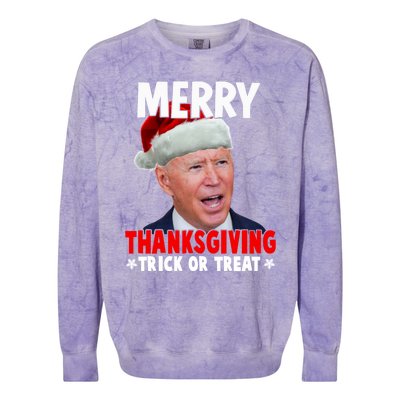 Santa Joe Biden Merry Thanksgiving Christmas Ugly Sweater Gift Colorblast Crewneck Sweatshirt