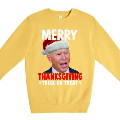 Santa Joe Biden Merry Thanksgiving Christmas Ugly Sweater Gift Premium Crewneck Sweatshirt