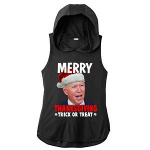 Santa Joe Biden Merry Thanksgiving Christmas Ugly Sweater Gift Ladies PosiCharge Tri-Blend Wicking Draft Hoodie Tank