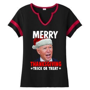 Santa Joe Biden Merry Thanksgiving Christmas Ugly Sweater Gift Ladies Halftime Notch Neck Tee