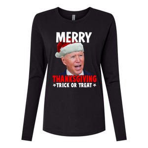 Santa Joe Biden Merry Thanksgiving Christmas Ugly Sweater Gift Womens Cotton Relaxed Long Sleeve T-Shirt